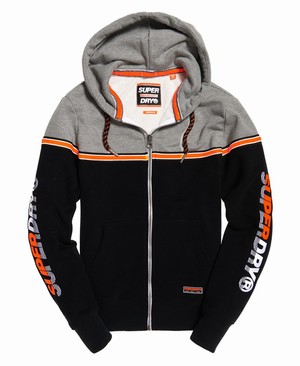 Superdry Applique Oversized Nu Lad Cipzár Férfi Kapucnis Pulóver Fekete | NFBEW7031